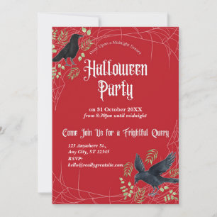 Raben-Halloween-Party-Einladung in Rot Einladung
