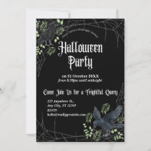 Raben-Halloween-Party-Einladung in Schwarz