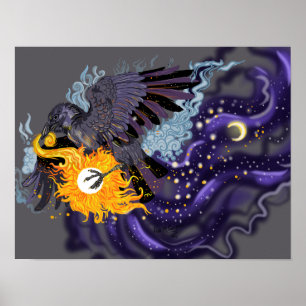 Raben-Himmel-Folklore Poster