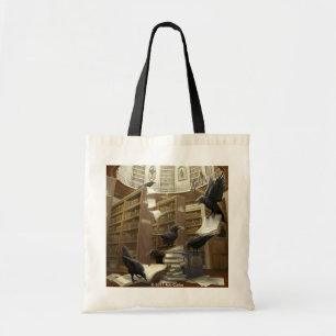 Raben in der Bibliotheks-Taschen-Tasche Tragetasche