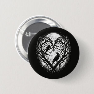 Raben Krähen Herz Baum  Button