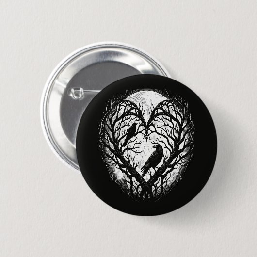 Raben Krähen Herz Baum  Button (Vorne & Hinten)