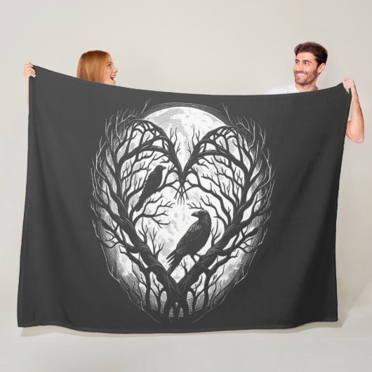 Raben Krähen Herz Baum  Fleecedecke (Beispiel)