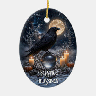 Raben Kristall mit Kerzen Mystisch Magisch Keramik Ornament