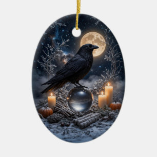 Raben Kristall mit Kerzen Mystisch Magisch Keramik Ornament