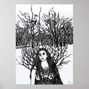 Raben-Mädchen-Plakat Poster