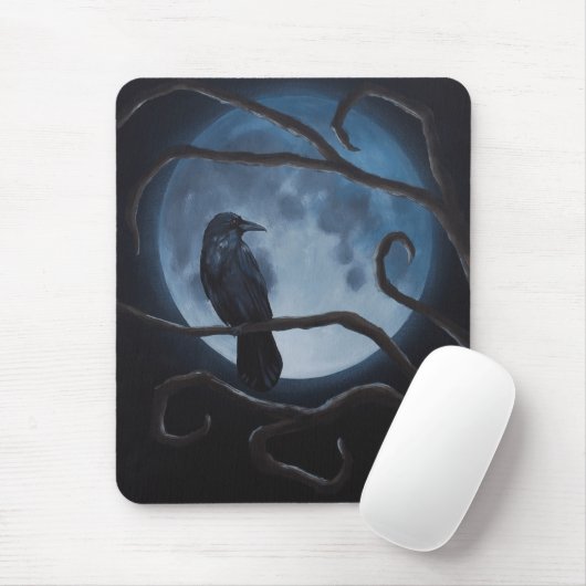 Raben-Mond-Krähe Mousepad (Mit Mouse)