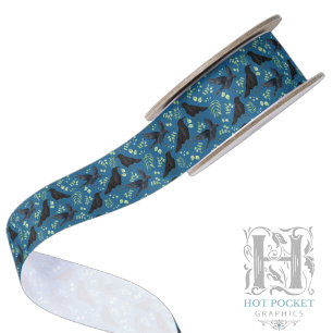 Raben-Satinband in Blau Satinband