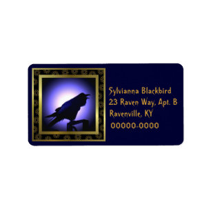 Raben-Silhouette gegen den Mond Adressaufkleber