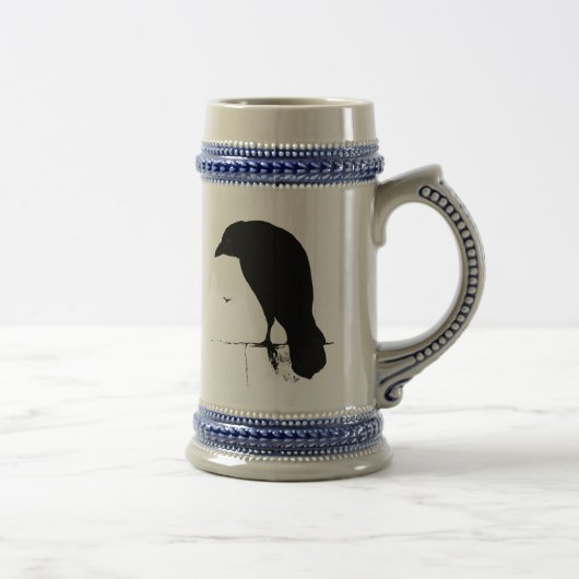 Raben-Silhouette - Vintage Goth Raben u. Krähen Bierglas (Rechts)