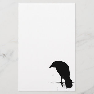 Raben-Silhouette - Vintage Goth Raben u. Krähen Briefpapier