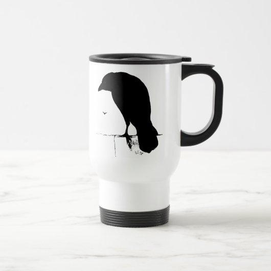 Raben-Silhouette - Vintage Goth Raben u. Krähen Reisebecher (Rechts)