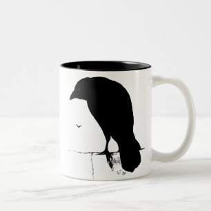 Raben-Silhouette - Vintage Goth Raben u. Krähen Zweifarbige Tasse