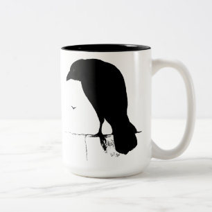 Raben-Silhouette - Vintage Goth Raben u. Krähen Zweifarbige Tasse
