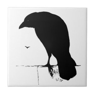 Raben-Silhouette - Vintage-Goth-Raben und Krähen Fliese