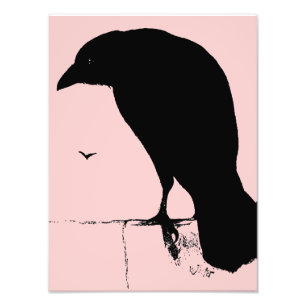 Raben-Silhouette - Vintage-Goth-Raben und Krähen Fotodruck