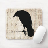 Raben-Silhouette - Vintage Retro Raben u. Krähen Mousepad (Mit Mouse)