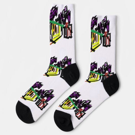 Raben und Kürbis Socken (Linkes Detail)