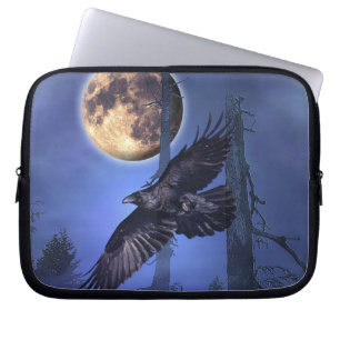 Raben- und Mond-Laptop-Hülle Laptopschutzhülle