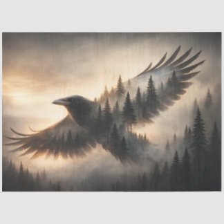 Raben-Wald-Silhouette-Decoupage-Papier Seidenpapier
