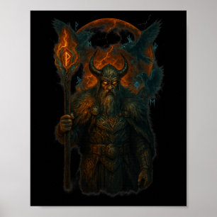 Raben-Wiking-Halloween-Design nordischer Zauberer  Poster