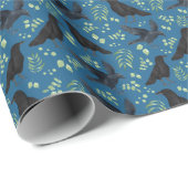 Raben-Wrap-Papier in Blau Geschenkpapier (Rolleneckpunkt)