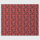 Raben-Wrap-Papier in Rot Geschenkpapier (Flach)