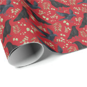 Raben-Wrap-Papier in Rot Geschenkpapier (Rolleneckpunkt)