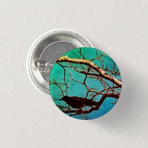 Rabenkrähe Schwarzer Vogel Silberbaum Foto Pin Button