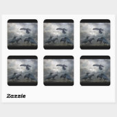 Rabenspiel mit verlorener Zeit Quadratischer Aufkleber (Blatt)