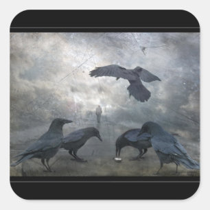 Rabenspiel mit verlorener Zeit Quadratischer Aufkleber