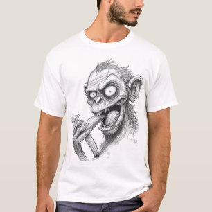 Rabid-Zombie-Affen-Skizze – Dunkle Horror-Kreatur  T-Shirt
