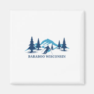 Raboo Wisconsin Skigebiet Skifahren Skifahrer Magnet