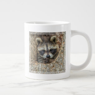 Raccon Nestled Inside a Tremollow Jumbo-Tasse