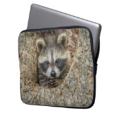 Raccon Nestled Inside a Tremollow Laptopschutzhülle (Vorderseite Links)