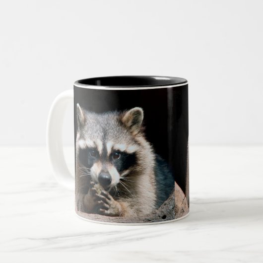 Raccoon 004 zweifarbige tasse (Vorderseite Links)