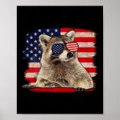 Raccoon 4. Juli American Flag Sungles Funny Ra Poster (Vorne)
