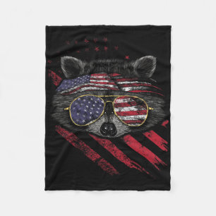 Raccoon American Flag Patriotic 4. Juli Müll Fleecedecke