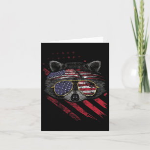 Raccoon American Flag Patriotic 4. Juli Müll Karte