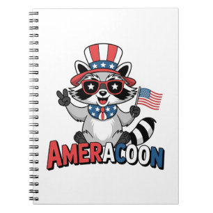 Raccoon Americoon Patriotic 4. july Amerika Notizblock