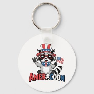 Raccoon Americoon Patriotic 4. july Amerika Schlüsselanhänger