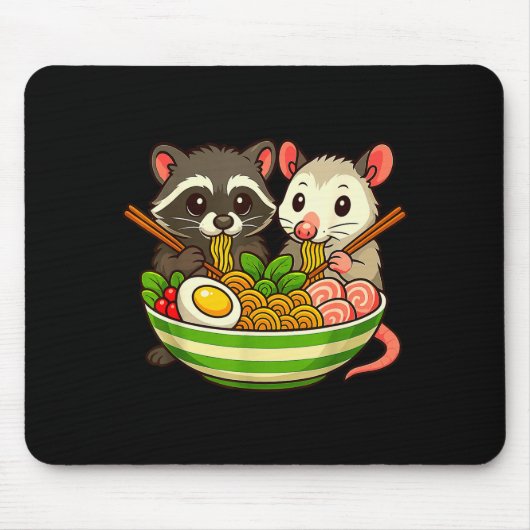 Raccoon And Ossum Eating Ramen Noodles Mousepad (Vorne)