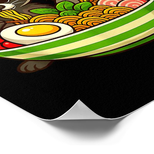 Raccoon And Ossum Eating Ramen Noodles  Poster (Ecke)