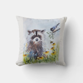 Raccoon and Spring Friends Throw Pillows Kissen