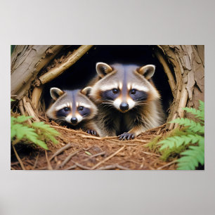 Raccoon Animal Nature Wildlife Zuneigung Gekümmert Poster