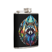 Raccoon Animal Portrait Gestaltetes Glas Kunst, Di Flachmann (Rechts)