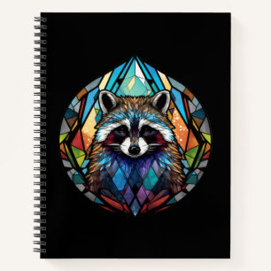 Raccoon Animal Portrait Gestaltetes Glas Kunst, Di Notizblock