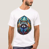 Raccoon Animal Portrait Gestaltetes Glas Kunst, Di T-Shirt (Vorderseite)