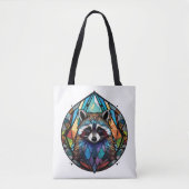 Raccoon Animal Portrait Gestaltetes Glas Kunst, Di Tasche (Vorderseite)