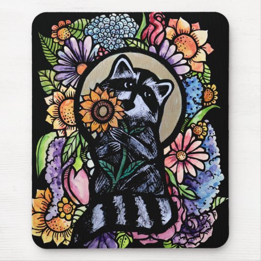 Raccoon Art Blume Raccoons Design & Gestaltung Mousepad (Vorne)